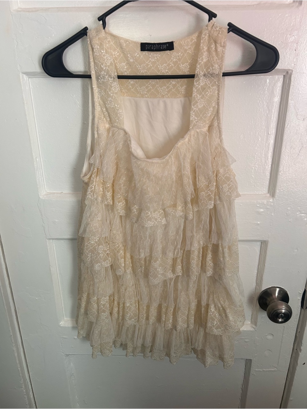 Paraphrase Ivory Lace Ruffle Tank